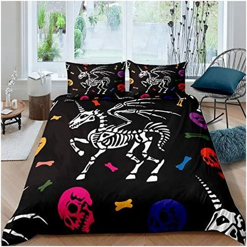 Castle Fairy カラーシュガースカルプリント布団カバー男の子 女の子 ホワイトユニコーン スカルプリント掛け布団カバーセット キングブラック マイクロフ 通販 Lineポイント最大0 5 Get Lineショッピング