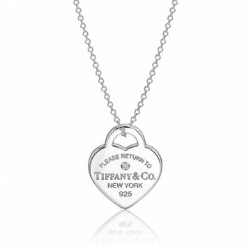 Tiffany&Co. 蒂芙尼 Return to Tiffany 大愛心鑲鑽925純銀項鍊