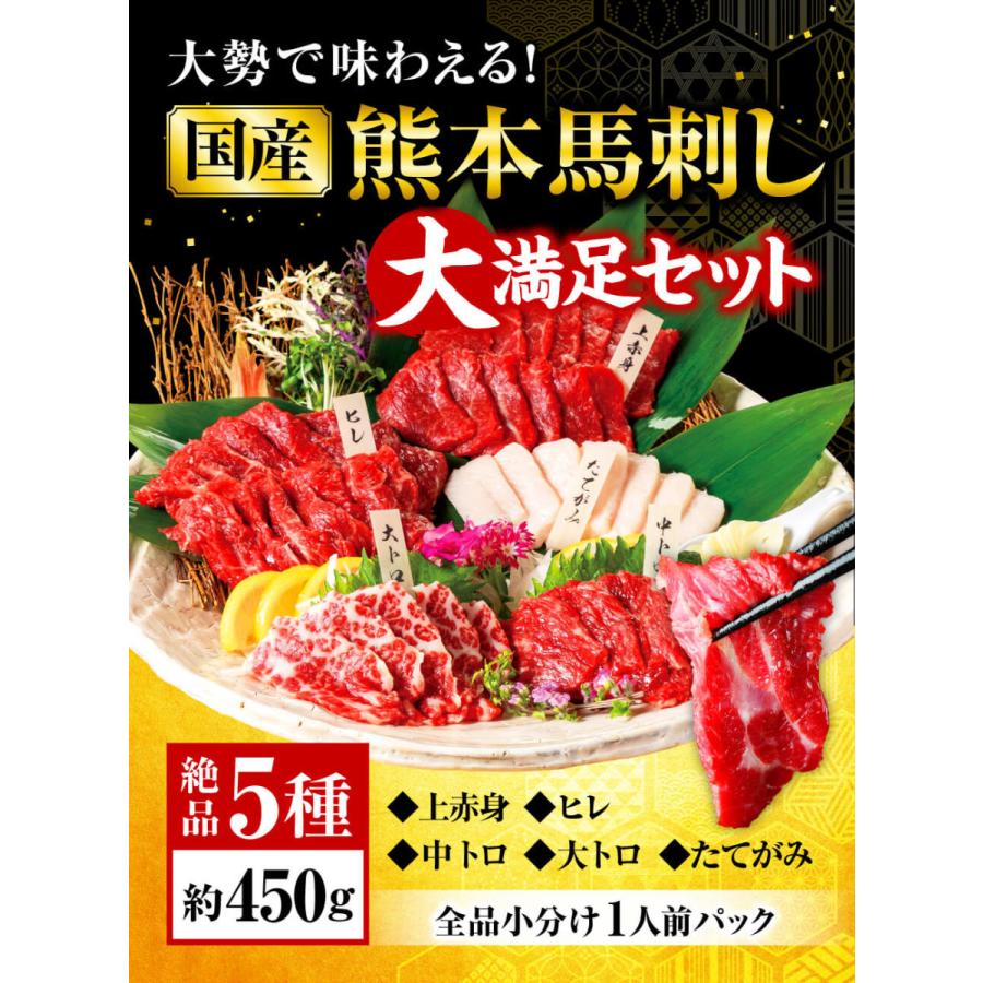 馬刺し 肉 熊本 国産 大満足セット 450g 約9人前 赤身 霜降り たてがみ 馬肉 ギフト 食べ物 2023