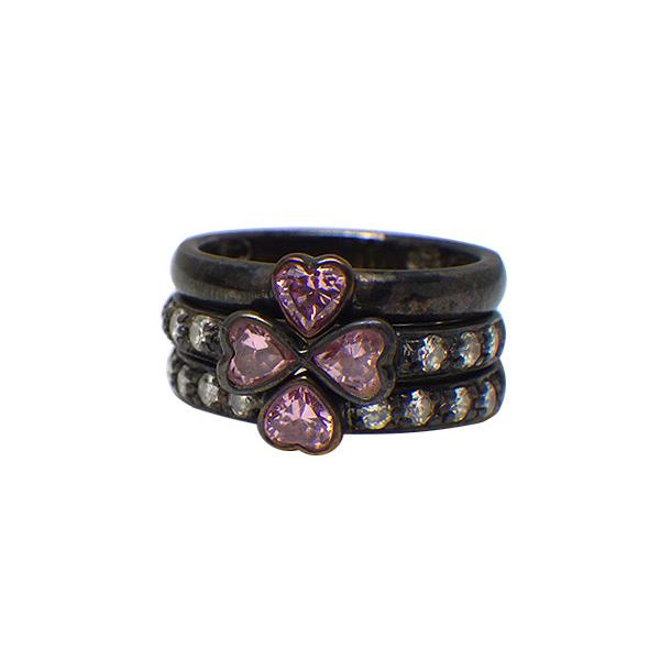 Folli Follie フォリフォリ 3連リング 指輪 ラインストーン 【実寸