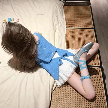 Mini baby🌷女童套裝夏季兒童韓系時尚波點薄款背心小女孩花邊半身裙