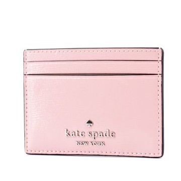 KATE SPADE Madison 漆皮紋理名片夾-芭蕾粉