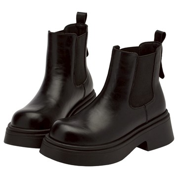 【Grace Gift】切爾西靴 靴子【都會質感圓頭輕量厚底切爾西靴】1色 35-40號 短靴