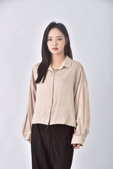 (L) 【董仔私服】kimikimi棉質杏色長袖上衣