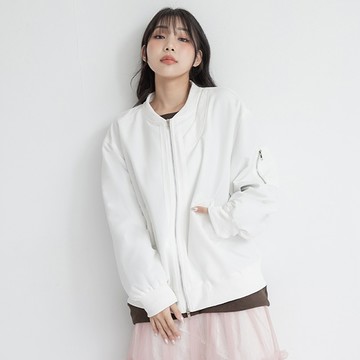 默契出鏡不對稱寬鬆飛行外套(unisex)