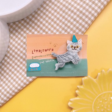 刺繡別針/燙貼 | 貓咪系列 | 魔女貓咪 | Littdlework