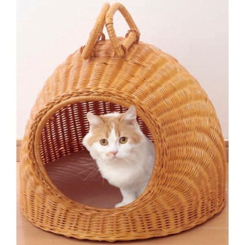 ラタンキャットハウス ちぐらタイプ 猫用品 キャットタワー 据え置き型