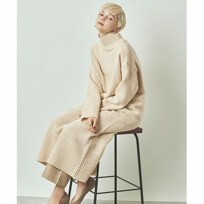 ウールブレンドタートルロングニットワンピース 通販 Lineポイント最大get Lineショッピング