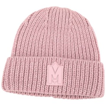 Mackage JUDE-KZ 品牌矽膠徽標 美麗諾羊毛 反摺羅紋針織帽(玫瑰粉/兒童版 女版)