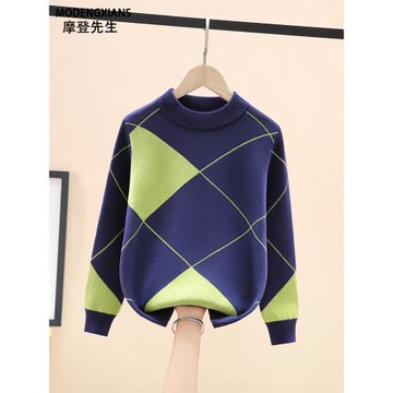 兒童毛衣男童秋冬2025新款冬季洋氣純棉長袖男孩針織衫內搭打底衫