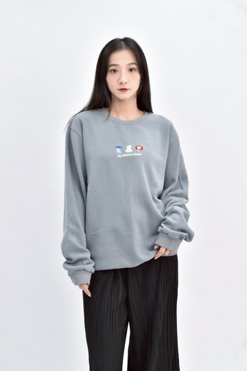 【加購優惠】(XL) fifty percent 棉質寬鬆刺繡藍色長袖上衣