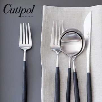 葡萄牙進口Cutipol餐具GOA黑銀金屬甜品蛋糕叉咖啡茶勺牛排刀筷子