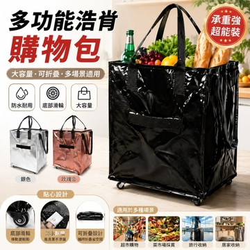 🛒隔日達「六代升級👑買過都說贊」可登機浩肯包 旅行袋 浩肯包 折疊購物車 輪子購物袋 摺疊購物袋買菜車 旅行好物