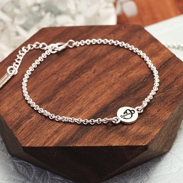 摩羯座祝福手鍊 925純銀 星座符號 刻字手鍊 女生手鍊 生日禮物