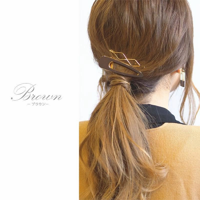 ヘアクリップ ウッド 三角 × ゴールド ヘアピン 2本セット BLAZE