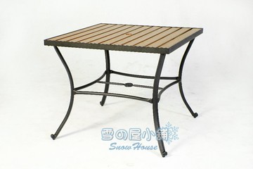╭☆雪之屋小舖☆╯90cm鋁合金塑木方桌/鋁合金方桌/茶几/小桌子 A41216-1