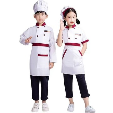🔥臺灣-出貨🔥兒童廚師服套裝工作小朋友工作服套裝工作女款兒童學生三件套廚房