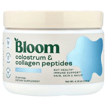 Bloom, 初乳和膠原蛋白肽，原味，4.16 盎司（118 克）