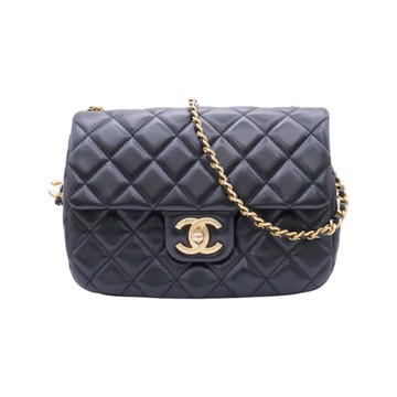 CHANEL 香奈兒 黑色 菱格紋 羊皮 COCO 20 鍊帶 肩背包 【二手名牌BRAND OFF】