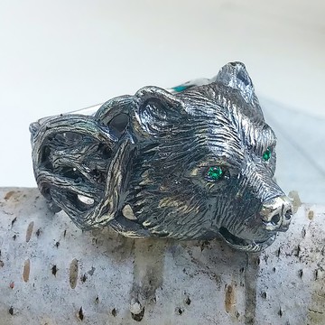 銀熊戒指。銀熊首飾。熊項鍊。灰熊。北極熊戒指。