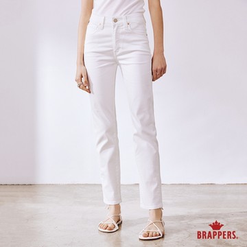 BRAPPERS 女款 中腰彈性小直筒褲-白