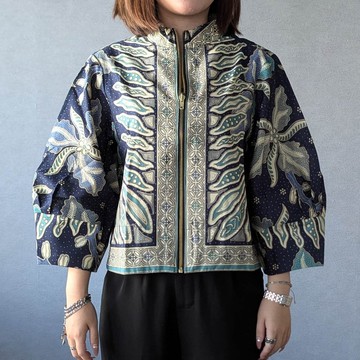 印尼蠟染知性泡泡袖短外套 YURA - 寧靜夜空 - YUR012