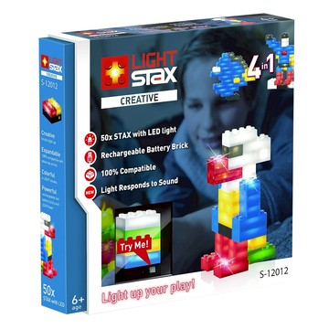 LIGHT STAX Creative 創意LED積木 鸚鵡4合1 50 STAX LED燈積木 可充電電池磚 聲控燈光  多色  1盒