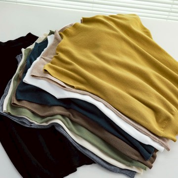 法式半高領坎肩針織馬甲女春秋裝小眾設計感T恤寬松短款短袖上衣