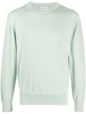 Officine Generale - round-neck knit jumper - men - Cotton - XL - Green
