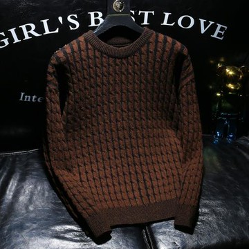 LORK&DEEM 時尚復古圓領針織打底衫百搭秋冬修身男士內搭套頭毛衣