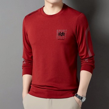 【Billgo】※現貨【米白L/紅2XL/哈青2XL/黑4XL】潮流印花透氣長袖圓領T【TX163532】休閒日常男T恤