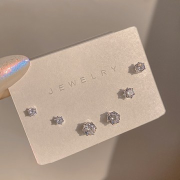 精致六件套套裝耳釘女小巧氣質高級感耳環ins小眾冷淡風鋯石耳飾