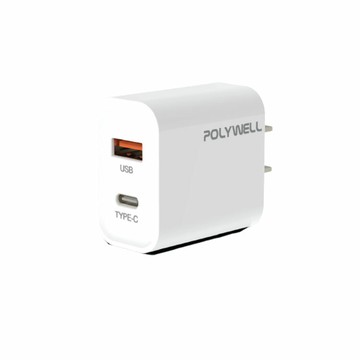 【POLYWELL】PD雙孔快充頭 30/20W Type-C充電器 豆腐頭 適用iPhone快充 【JC科技】