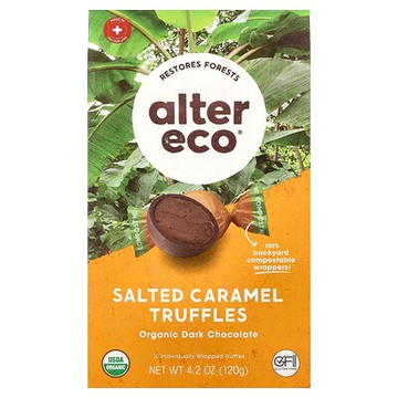 Alter Eco, 有機加鹽焦糖松露、 黑巧克力、 4.2 盎司 (120 克)
