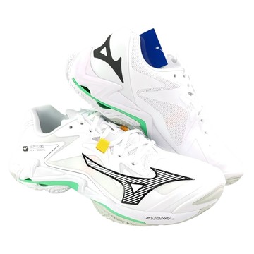 Mizuno 美津濃 WAVE LIGHTNING Z8 排球鞋 輕量透氣  29cm  白色 + 翡翠綠