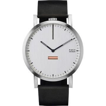 NO Monday 460系列中性表-黑帶白盤/刷銀框/43mm