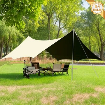 【黑膠防雨】蝶形天幕 露營天幕 戶外天幕 遮陽天幕 帳篷天幕 加厚黑膠塗層 防雨防曬 多點支撐 露營野餐必備