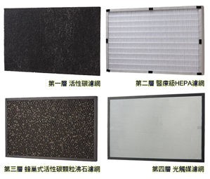 Opure 臻淨  A3.A4光觸媒空氣清淨機四層濾網組  A2-B+A2-C+A2-D+A3-E