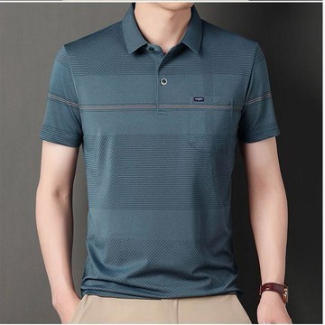 【臺灣出貨】中年爸爸短袖t恤冰絲夏季衣服40-70歲中老年人男士高檔t恤