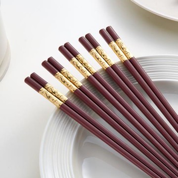 筷子家用高端防滑高顏值紅色喜慶高檔輕奢風合金筷子家庭2024新款
