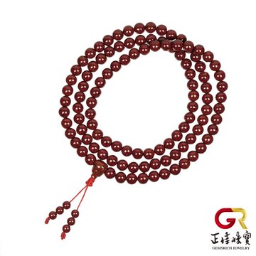 【正佳珠寶】原礦晶體硃砂 8mm 108顆 晶體砂 硃砂念珠佛珠｜日本彈力繩