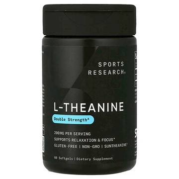 Sports Research, L-茶氨酸，雙倍功效，200 毫克，60 粒軟凝膠