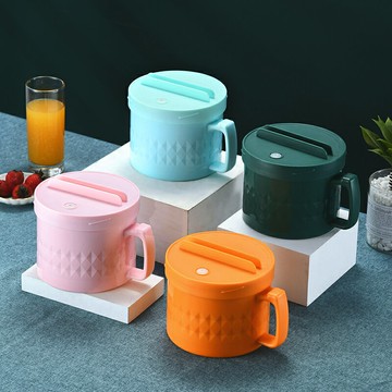 304不銹鋼泡面碗帶蓋保溫碗宿舍用學生飯盒杯 帶手柄吃飯碗高顏值