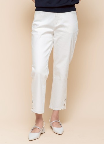 淨感質雅柔白小開衩牛仔褲