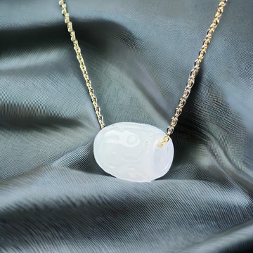 【萬事亨通】白翡翡翠雕花路路通 | 天然緬甸玉翡翠A貨 | 送禮