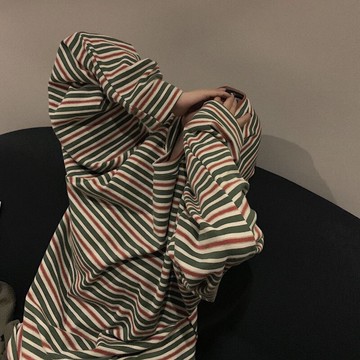 ins超火條紋長袖t恤女早秋新款潮bf慵懶風學生寬松上衣服