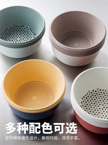 家用多層塑料洗菜籃廚房洗菜盆瀝水籃創意果盆水果籃淘米籃帶蓋盤