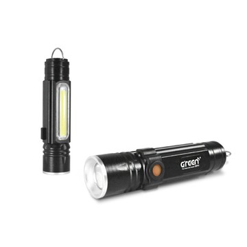 【GREENON】超強光USB工作LED手電筒(GSL-380) IPX6防水 強力磁鐵 吊環可佩掛