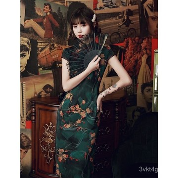 ✨免運出貨 民國旂袍 老上海旂袍 2025年新款 改良長款旂袍 複古氣質 少女年輕款 軍閥太太 拍照 演出 改良版旂袍