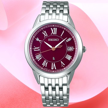SEIKO 精工 Lukia系列 太陽能 時尚腕錶 33.9mm (V147-0CR0R/SUT393J1)